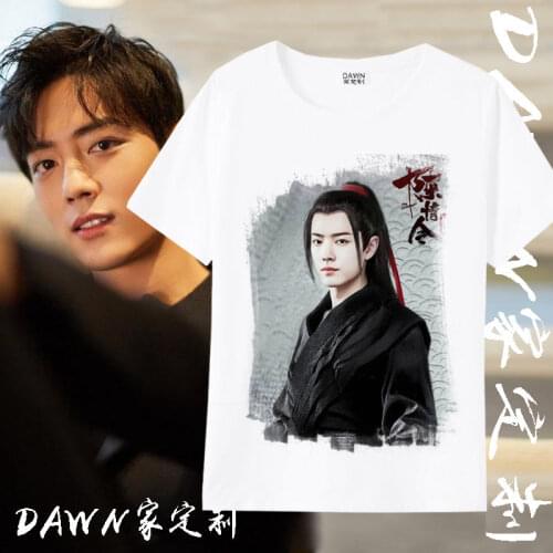 Anime Mo Dao Zu Shi Cosplay Costumes The Untamed Wei Wuxian Lan Wangji Cosplay White Print Short Sleeve Tshirts For adult