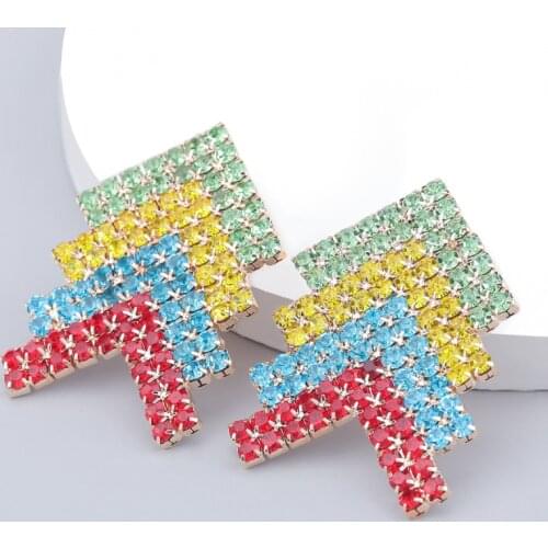 Kpop Big Name Set Auger Stud Earrings for Women Personality Arrow Shape Ear Accessories L2020 New Hyperbole Party Jewelry Female