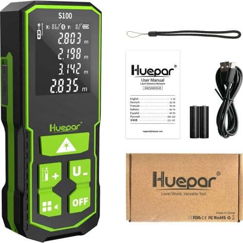 Huepar Laser Distance Meter 100M Electronic Roulette LCD Digital Laser Rangefinder Trena Metro Measuring Tape Ruler Test Tools
