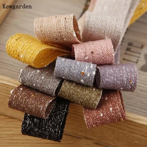 Kewgarden Stripe Dot Cotton Linen Ribbon 15 25 38 mm 1" 1.5" Handmade Tape DIY Hairbow Corsage Accessories Sewing Webbing 10Yard