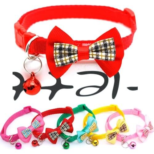 Cute Bowknot Dog Cat Collar Puppy Small Dogs Nylon Collars With Bow Tie Kitten Cat Supplies With The Bell