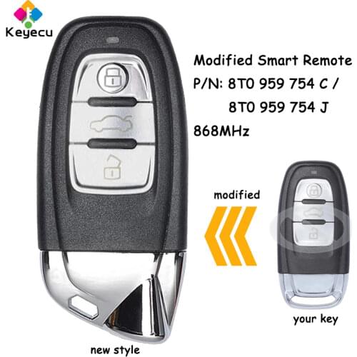 KEYECU Modified Applied for Lamborghini Style Smart Remote Car Key - 3 Button 868MHz - FOB for Audi 8T0 959 754 C/ 8T0 959 754 J