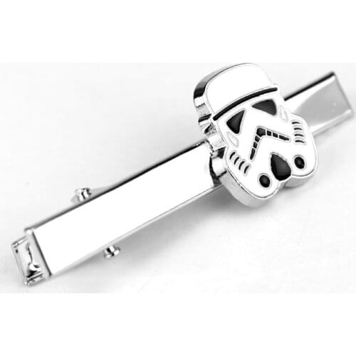 HEYu StarWar Stormtrooper Men Ties Clips Gentlemen Classy Necktie Tie Bar Clasp Clip Pin Wedding Party Tie Jewelry Gift