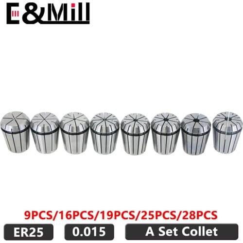 A Set ER Collet ER25 1~16mm 0.015 For CNC Milling Tool Holder Engraving Machine Lathe Mill ER25 Spring Chuck Collet Tool Holder