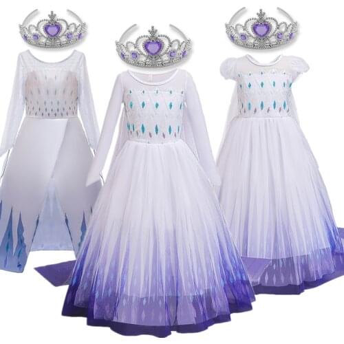 2021 Summer Princess Elsa Costume Girls Fancy Tulle Girl Costumes Full Sleeve Holiday Children Clothing Party Cosplay Dress Up
