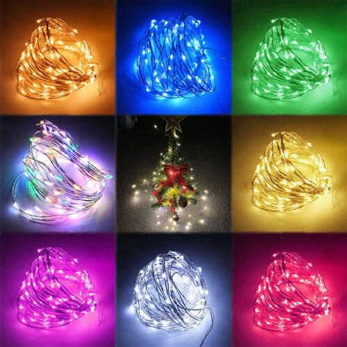 New Year 2021 Gifts 10M/5M/2M LED Garland Copper Wire String Fairy Lights Noel Christmas Decorations for Home Xmas Tree Decor