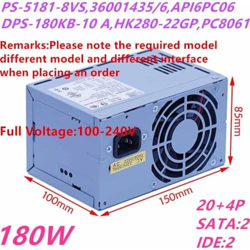 New PSU For Lenovo U1011 U1015A 1016A 1019A 180W Power Supply PS-5181-8VS FSP180-50PSA API6PC06 DPS-180KB-10 A HK280-22GP PC8061