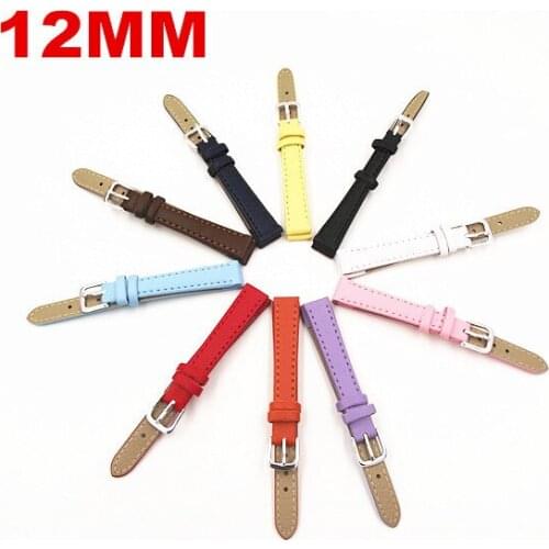 Wholesale 50PCS / lot 12MM PU with genuine leather Watch band watch strap 10 colors -121701