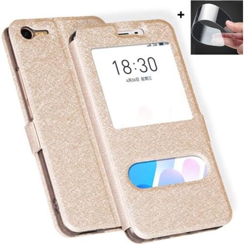 Open window case for Meizu M2E M2 E M741A M741Y case PU Leather Flip back Cover cases for Meizu M 2E E2 M741M M741H meilan E2