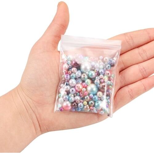 360Pcs 3-12mm Mixed Round Imitation Rainbow Colorful Plastic ABS Imitation Pearls Loose Spacer Beads DIY For Bracelet Making