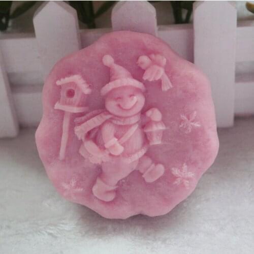 Christmas Molds Silicone Soap Mould Pastoral Snowman and Bird Soap Molds DIY Chocolate Mould Soaps Mold Handmade Christmas Gift