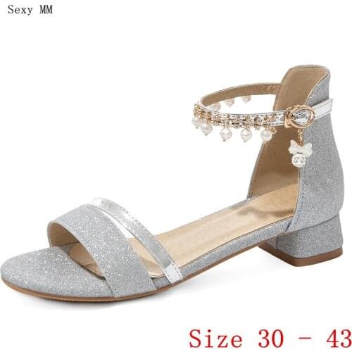 Gladiator Sandals Peep Toe Women Low Heels Summer Pumps D'Orsay Shoes Woman Low Heel Sandals Small Plus Size 30 31 32 - 41 42 43