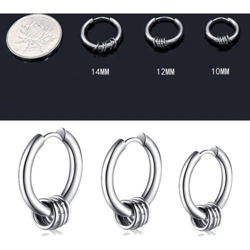 Punk HipHop Men Women Stainless Steel Earrings Large Circle Hanging Personality Trendy No Pierced Ear Clip Buckle 10-18mm