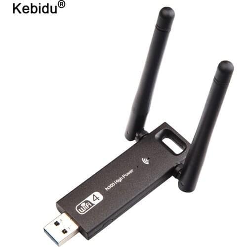 2.4G Wireless WiFi Ethernet Adapter 300Mbps Network Card with Dual Antenna USB2.0 Receiver 802.11 n/g/b for PC Desktop Laptop