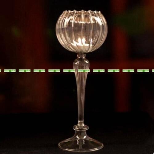 Modern Party Big 2pcs Crystal Glass Lamp Wedding Home Table Decor Candle Holders Stand no Candle Clear F345