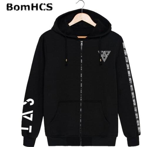BomHCS Kpop Seventeen JAPAN ARENA SVT Cotton Zipper Hoodies Fashion Zipper Coat Sports Coat Outwear (Black Grey Red White )