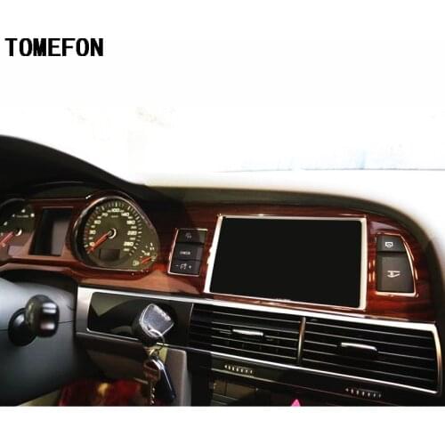 TOMEFON For Audi A6L A6 L 2005-2011 LHD ABS Plastic Carbon Fiber Wood Paint Front Interior Dashboard Air Vent GPS Central Trim