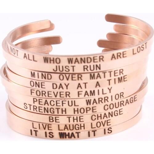 4mm Stainless Steel Positive Inspirational Bracelet Personalized Jewelry Initial Engraved Quote Mantra Bracelet & Bangle for Men
