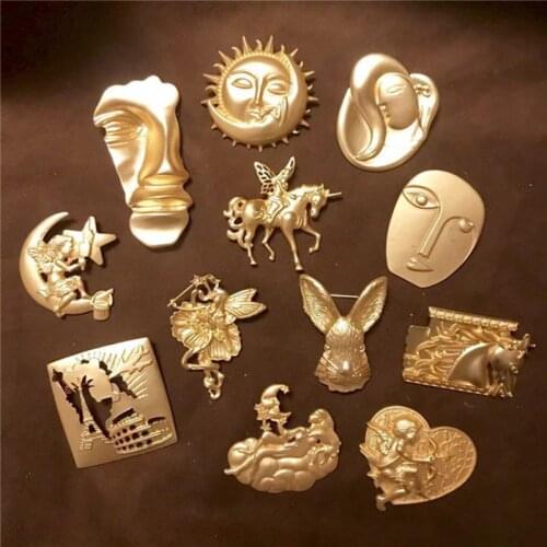 Gold Color Vintage Metal Brooch Love God Angel Unicorn Love god Modeling Antique Brooches For Party Fashion Jewelry