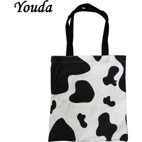 Youda New Milk Wave Fun Print Casual Large Capacity Canvas Bag Female Shoulder Bags Fashion Harajuku Cartoon Letter Zipper Pack