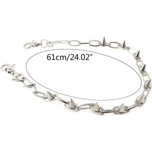 Punk Spike Jeans Pants Chain Secure Travel Wallet Chain Link Coil Leash Jewelry
