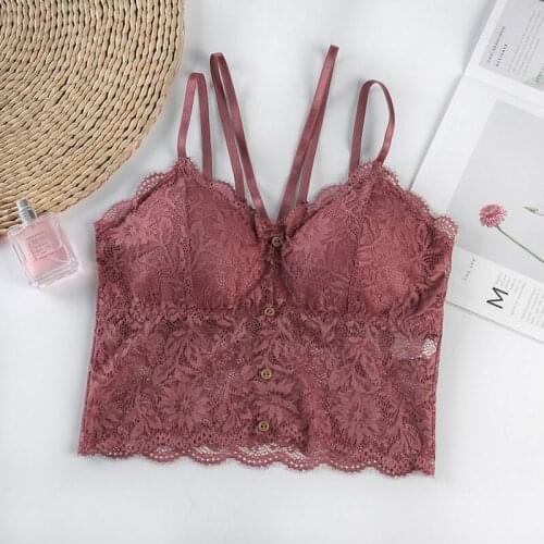 2021 New Eyelash Lace Strap Wrapped Chest Shirt Top New Underwear Ladies Camisole Black White Women Summer Crop Top 19 Colors