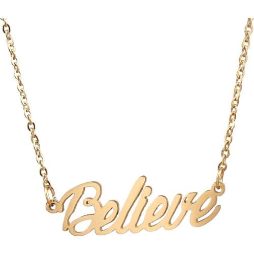 Gold Color English Name Necklace Customized Nameplate Necklaces Birthday Stainless Steel Engraving Gift Personalized Jewelry