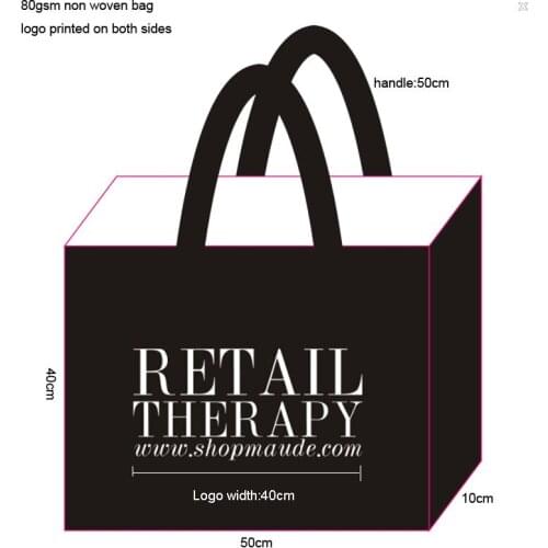 1000pieces/lot) W50XH40XD10CM Customized large reusable shopping bag with logo printed