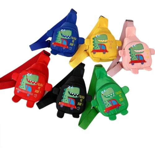 2020 Fashionable Kids Waist Bag Mini Sling Backpack Funny Cartoon Dinosaur Print Travel Satchel Shoulder Bag for Boys Girls