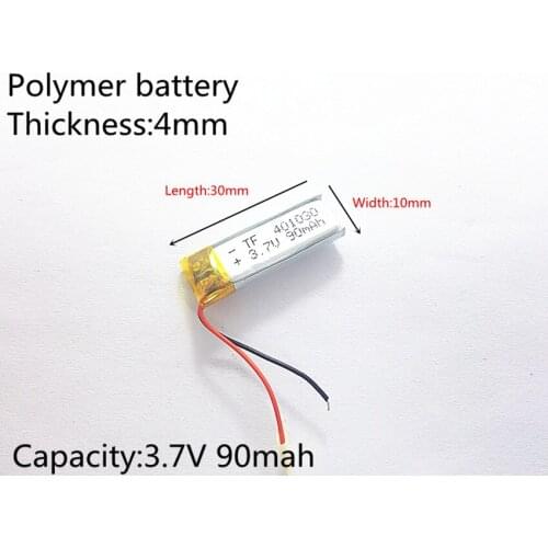 3.7V 90mAh 401030 Lithium Polymer Li-Po li ion Rechargeable Battery cells For Mp3 MP4 MP5 GPS PSP mobile bluetooth