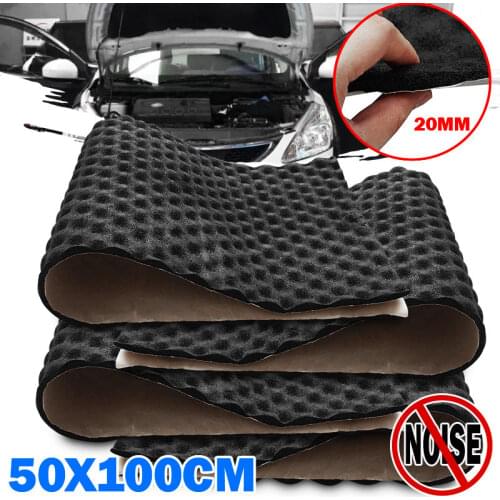 3X 50*100cm 20mm Car Sound Hot Deadener Mat Noise Proof Bonnet Insulation Deadening Hood Engine Heat Foam Cotton Sticker