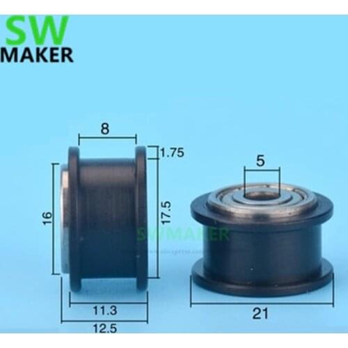5*21*12.5mm 3D printer CNC engraving machine bag rubber bearing pulley pulley belt wheel H type concave wheel