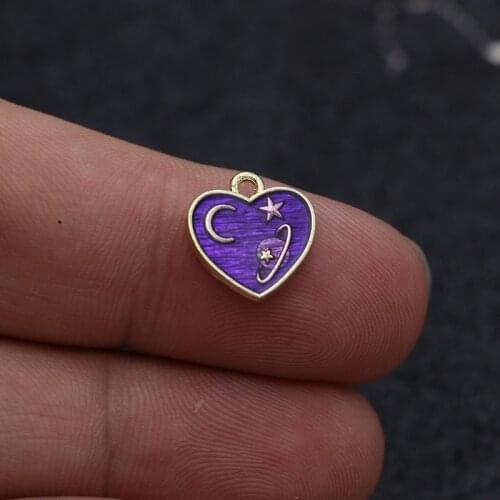 6PCS Gold Color Enamel Moon Heart Charms Pendants for Jewelry Making Bracelet Necklace DIY Earrings Handmade Craft