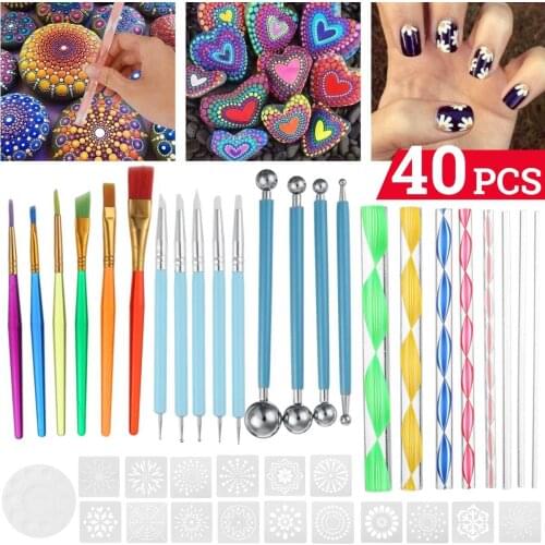 74 pcs Mandala Dotting Tools Set Dotting Pens Brush Acrylic Rods Color Brush Nail Art for Painting Rocks Drawing Drafting Women