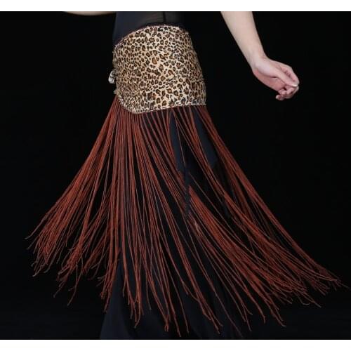10 Colors Belly Dance Practice Clothes Accessories Stretchy Long Tassel Triangle Belt Sequins Belly Dance Hip Scarf