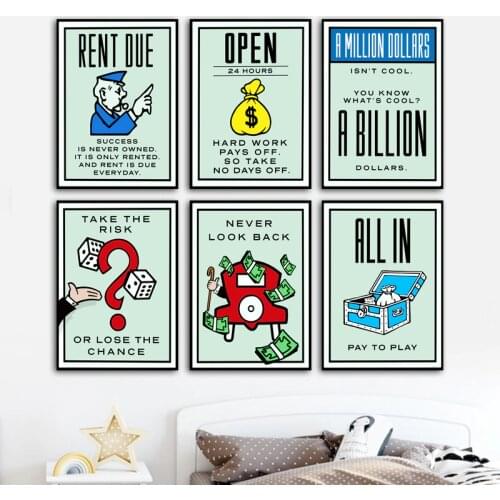 Alec Monopolyingly Graffiti Wall Art Canvas Painting SPEED ALL IN RENT DUE Dollar HD Poster Prints Picture For Room Home Decor