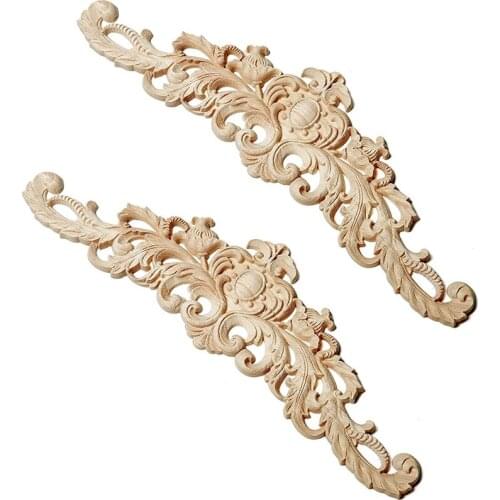 Wood Carving Appliques,Wooden Carved Onlay Appliques Wood Carving Appliques Unpainted Furniture Bed Door Cabinet Decor