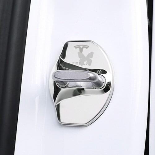 Car-Styling Car Door Lock Buckle Cover Auto Emblems Case For Tesla Model 3 Model X Model Y Style Roadster Accessories 4pcs/set