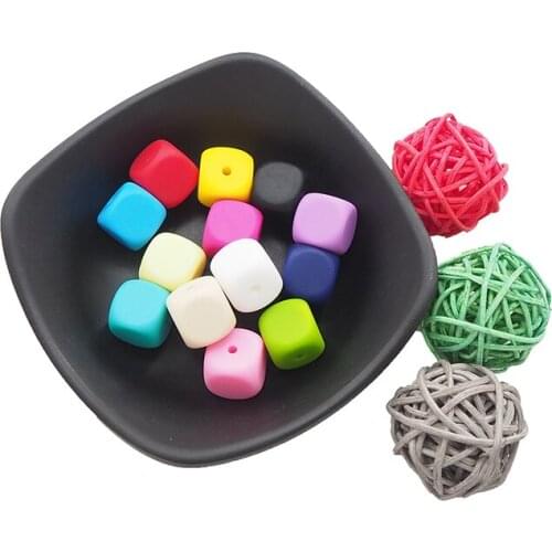 Chenkai 100PCS 13mm Silicone Letter Teether Beads Baby Chewable Dice Beads For DIY Baby Teether Nacklace or bracelet Accessories
