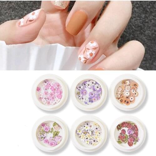 DIY 3D Nail Art Stickers Simulation Dried Rose Flowers Nail Sequins Kawaii Nails Decorations Accessories Manicure Tools