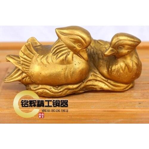 A Feng Shui bronze Yuanyang water wedding gifts wedding copper ornaments help marriage marital harmonyroom Art Statue