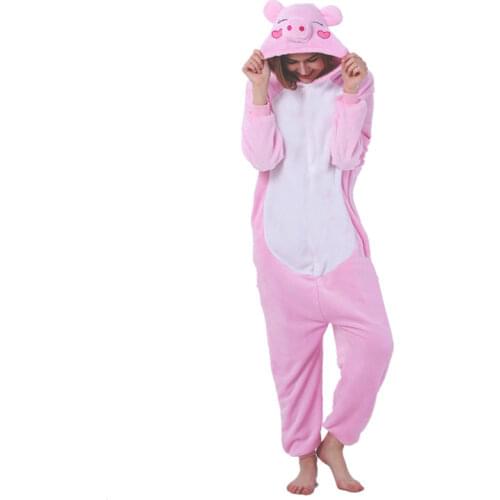 Pink Pig Onesies For Women Girls Animal Pajamas Adult Onesie For Halloween Cosplay Kigurumi Cartoon Costume Sleepwear Bodysuit