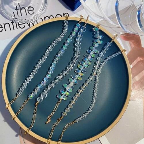 KISS WIFE New Colorful Transparent Crystal Bracelet On Hand Korean Cute Bracelets For Women Girl Kpop Fashion Jewelry 2021 Trend