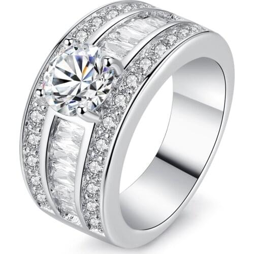 Luxury full AAA zircon diamonds Rings for women femme white gold color anillos jewelry wedding bridal ring girlfriend gift party