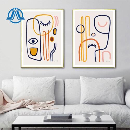Colourful Line Art Canvas Painting Abstract Posters And Print Feel Happy Wall Art Modern Minimalist Pictures For Room Decoration