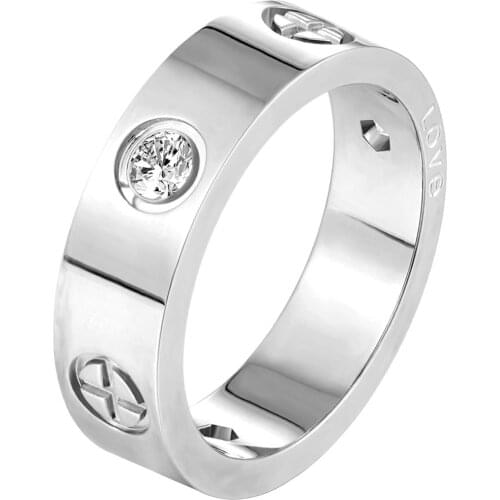 Fashion Cross With Crystal Stone Stainless Steel Ring For Women Men Lover Couple Luxury Brand Jewelry Wedding Party Gifts