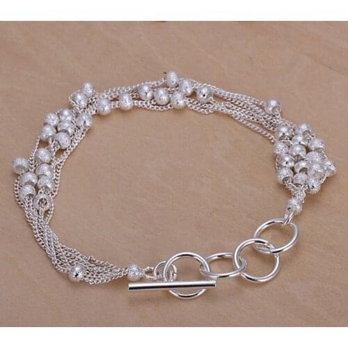Fashion charm Beads chain link women lady Silver color Jewelry High quality Bracelets free shipping factory price H030