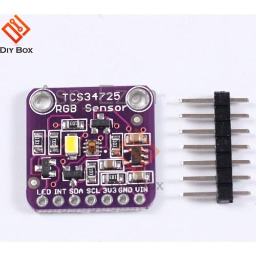 TCS34725 color sensor module White light sensor infrared blocking filter Programmable analog gain and integration time I2C