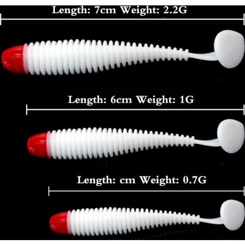 Worms Soft Bait T tail Swimbait Fishing Lure 6cm 7cm Artificial Double Color Silicone Baits Bass Fishing Accessories Jig Wobbler