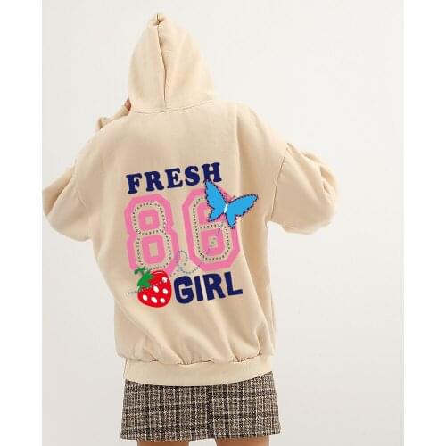 Soft Girl Aesthetic Sweatshirt Korean Fashion Streetwear Jacket Women Graphic Hoodies Woman Clothes White Pullover Hoodie Winter